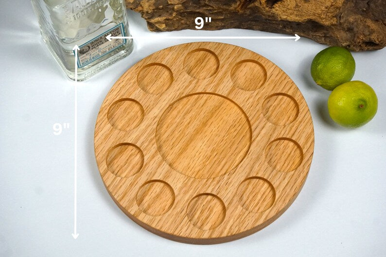 round shot glass serving tray