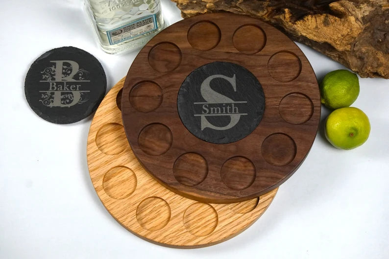 round shot glass serving tray