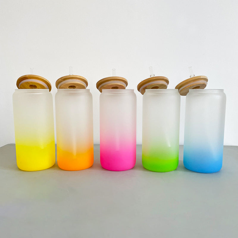 20oz ombre glass cans with bamboo lid