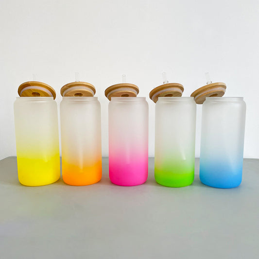 20oz ombre glass cans with bamboo lid