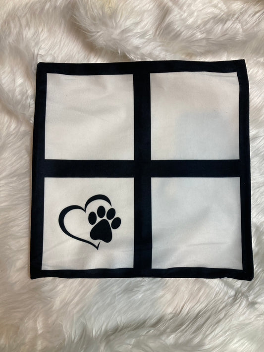 paw print heart panel pillow cover
