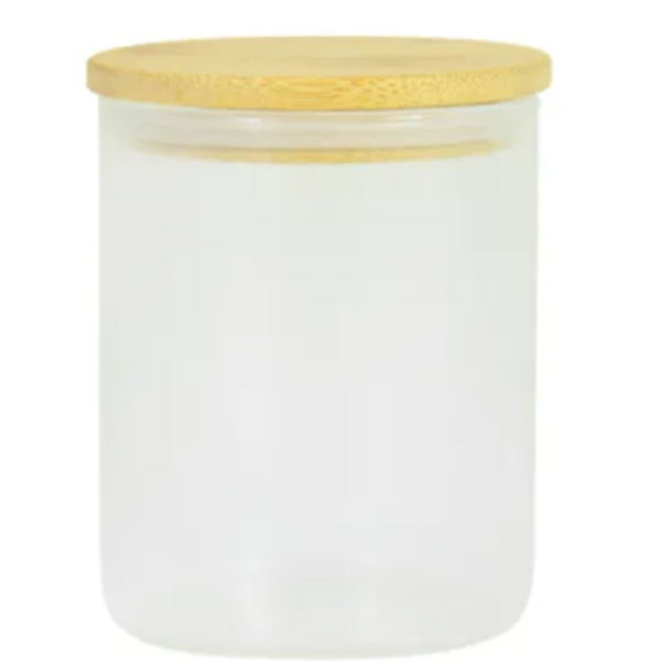 frosted 10oz candle jar with bamboo lid