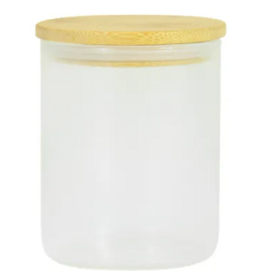 frosted 10oz candle jar with bamboo lid