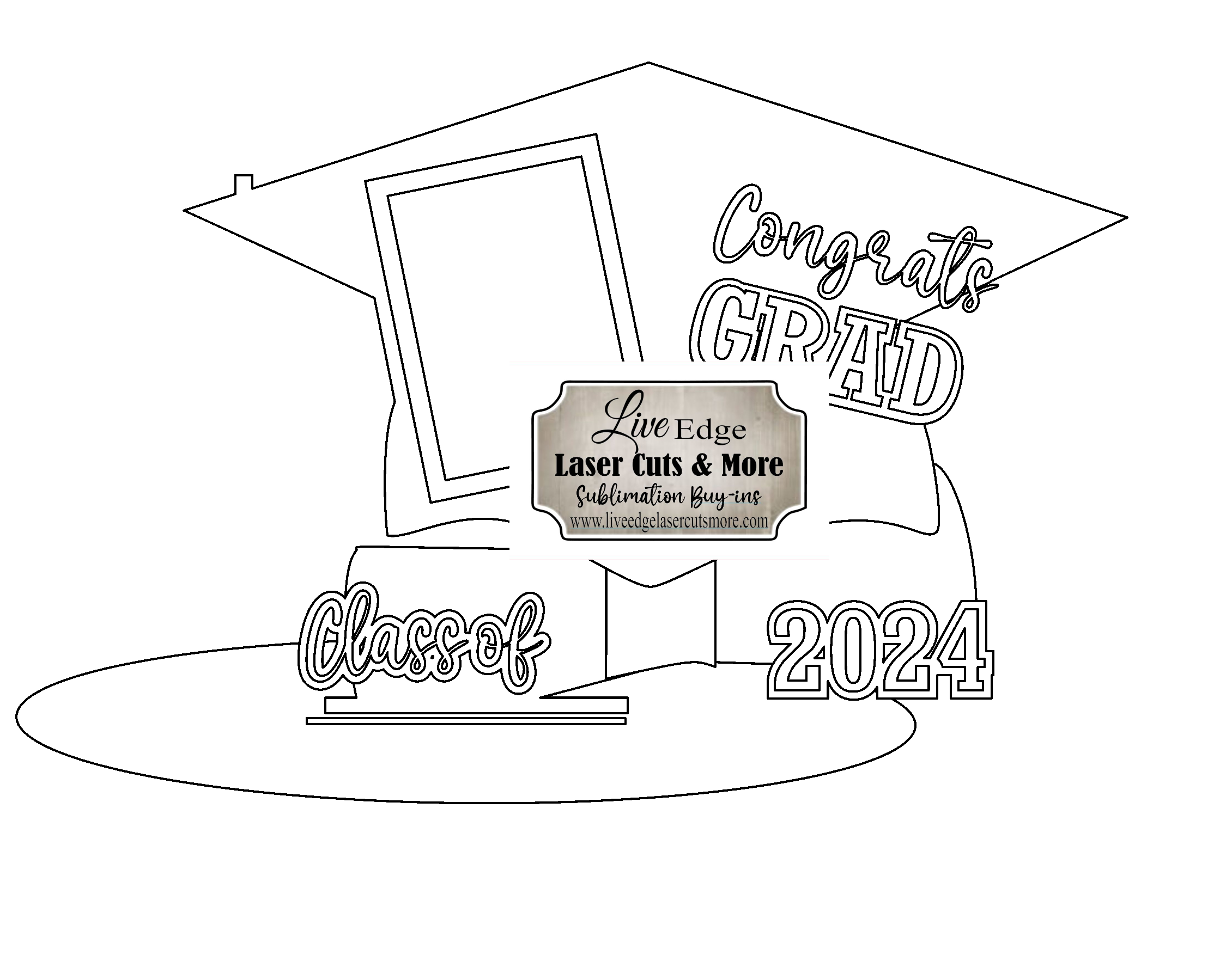 grad cap photo frame – Live Edge Laser Cuts & More