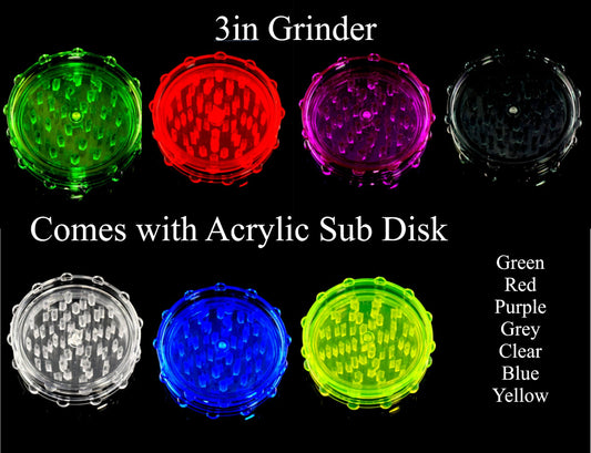 3in Acrylic Grinder with 2 Acrylic sub disks