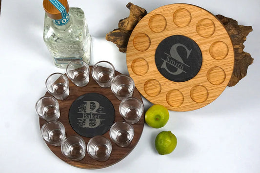 round shot glass serving tray