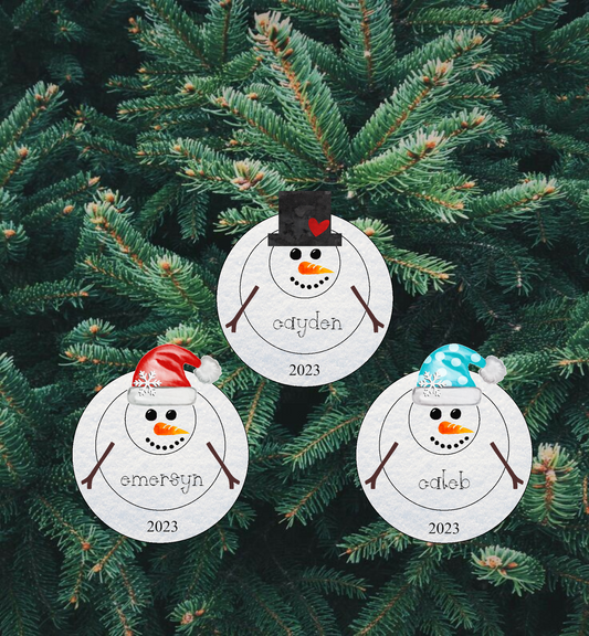 layered snowman ornament