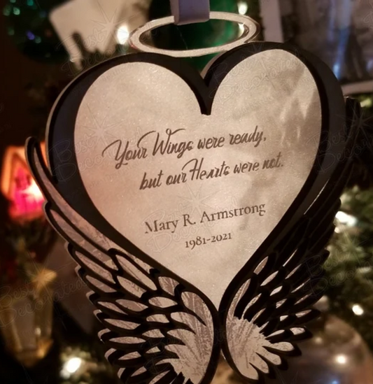 heart wing halo ornament