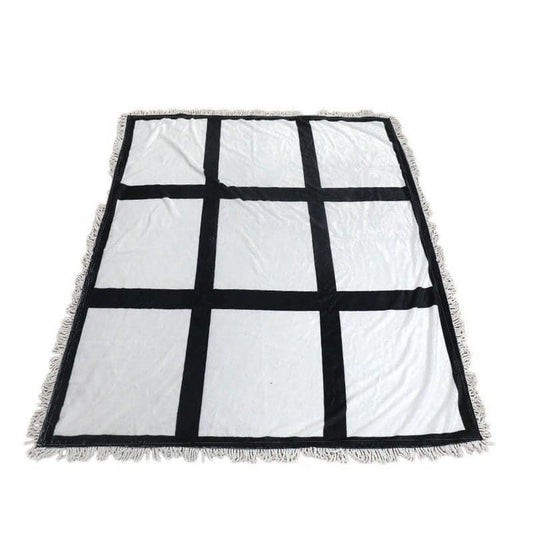 9 panel with white tassel blanket ( soft plush)