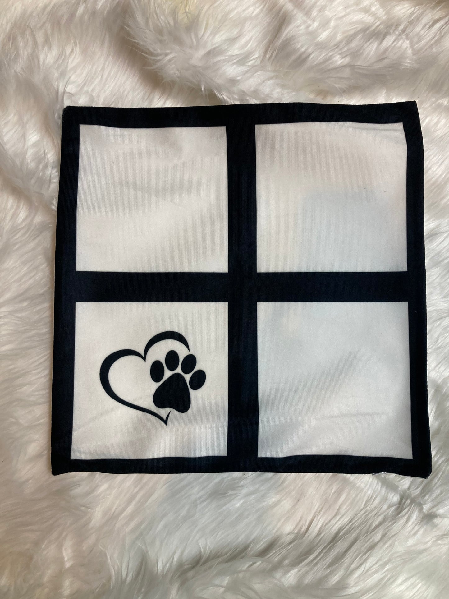 paw print heart panel pillow cover